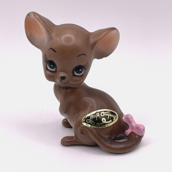 Josef Originals Other - Josef Originals Anthropomorphic Mouse with Pink Bow Porcelain 2" Figurine VTG